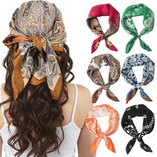JATEBI 6 Pcs Satin Square Head Scarves for Women Hair Bandanas - 27x27 Inches...