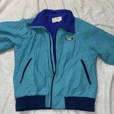 Vintage LL Bean Jacket Polar Plus Fleece Lined Bomber Women’s Medium Teal Purple