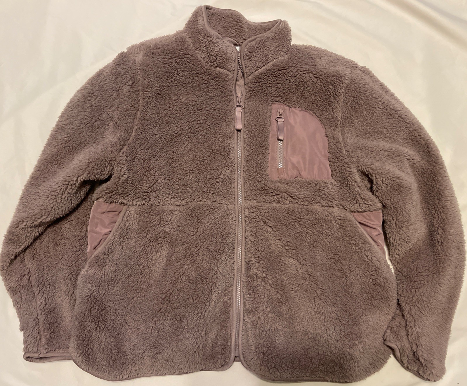 Maurices Womens 1X Pale Rose Sherpa Fleece Zip Mock Neck Winter Jacket Cozy NEW