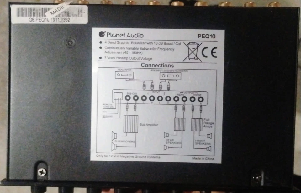 Planet Audio PEQ10 Car Equalizer - 4 Band, Pre-Amp, Half Din, Subwoofer Outpu... - Image 2 of 4