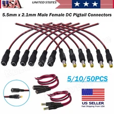 5~50x DC Power Pigtail Cable Wire Male Female Connector 5.5*2.1mm forCCTV Camera