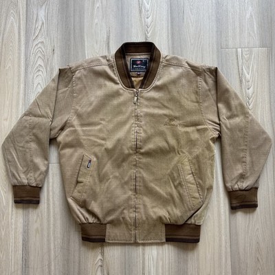 Men s Vintage Hua Long Bomber Flight Jacket Size Medium Light Brown Faux Suede