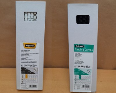 Fellowes SRC 53454/53457 Plastikbinderücken 8mm 100Stück A4/21 weiß/schwarz