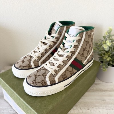 New Gucci Tennis 1977 GG Supreme high top women sneakers size IT