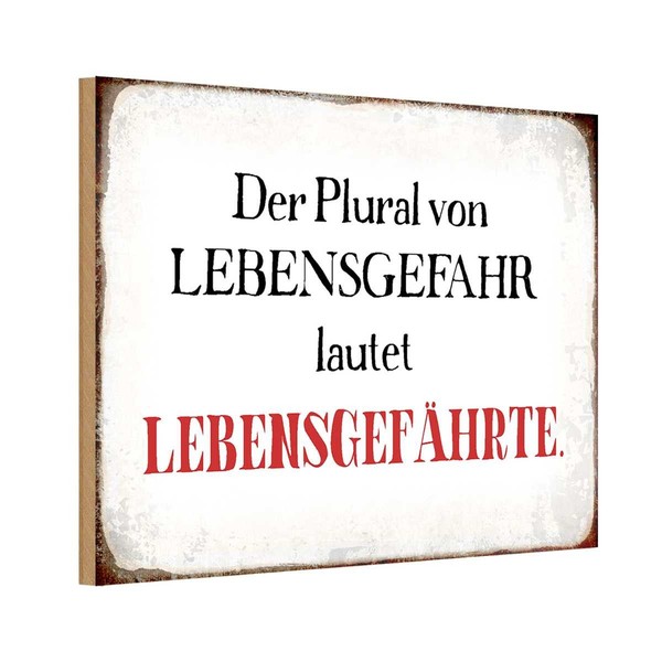 Holzschild 20X30 Cm Plural Von Lebensgefahr Lautet Dekoration Deko Geschenk Holz-image