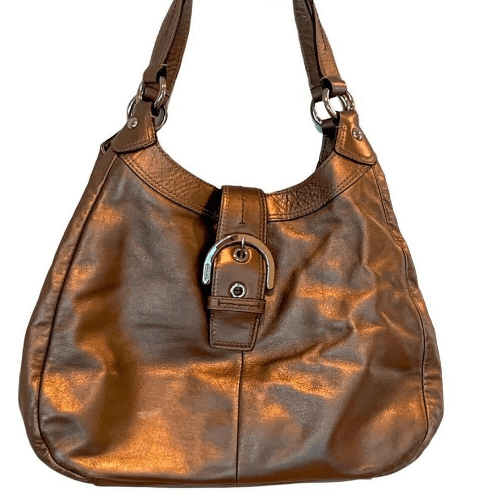 Coach Soho Lynn Bronze Metallic Leather Hobo Bag - Roomy Shoulder