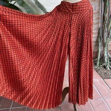 Vintage Glam 1960s 1970s Bright Wide Leg Pleated Pants 28x27 Fall Mod Orange