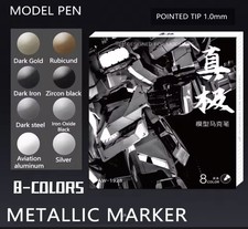 8 Metallic Paint Pens for Modelling & Painting