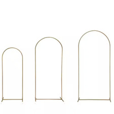 Metal Arch Backdrop Stand Set of 3 Light Gold 6.6 Ft. 5.9 Ft. 4.9 Ft. for Weddin