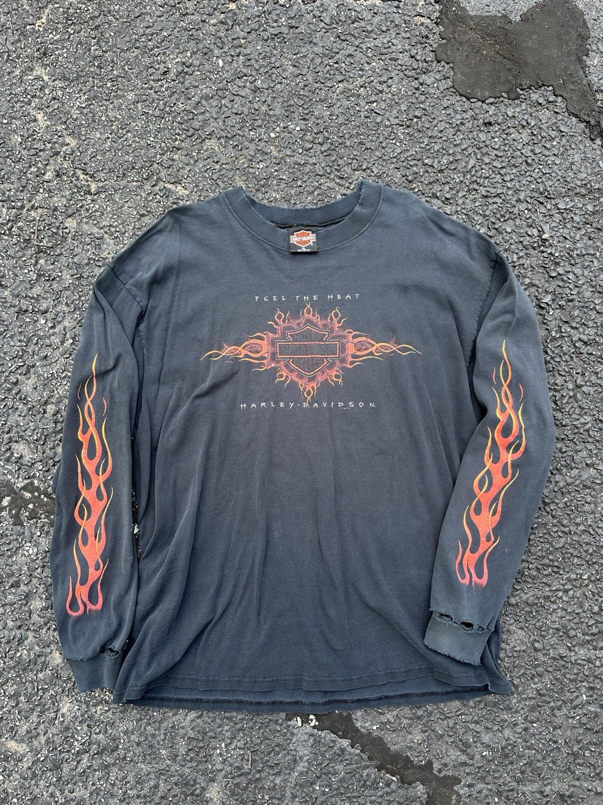 VTG 1993 Harley Davidson Conroe Texas Long Sleeve Flame Hit Tee Sz XL