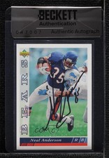 BAS 1993 Upper Deck Neal Anderson #135 Seal of Authenticity Auto 3c7