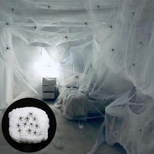 1000 sqft Halloween Spider Web Decorations with 50 Extra Fake Spiders, Super ...
