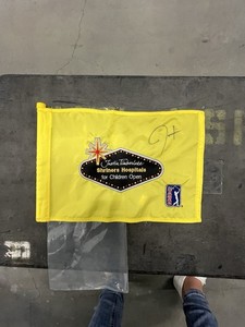 Signed Justin Timberlake 18th Hole Flag Shriners Children Hosptial Open