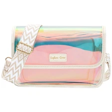 Iridescent Clear Concert Bag - Large Clear Bag for Stadium Events with Detach...