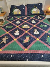 Cozy Line Home Fashions Holiday Christmas 3-Piece King Patchwork Quilt Beddin...