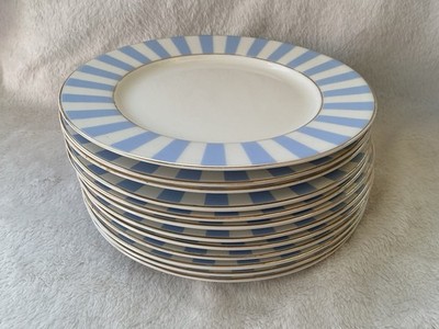Bombay Duck London blau-weiß gestreifte Teeteller Pastellfarben 10er Set 19,5 cm