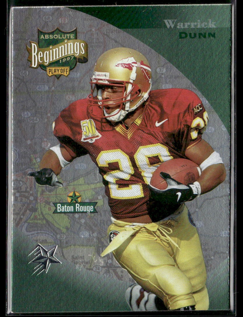 1997 Playoff Absolute Beginnings Warrick Dunn #31 Gold Star RC Rookie Card