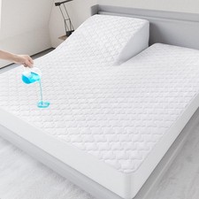 Split Top King Mattress Pad Waterproof Protector, Quilted Mattress Cover Fitt...