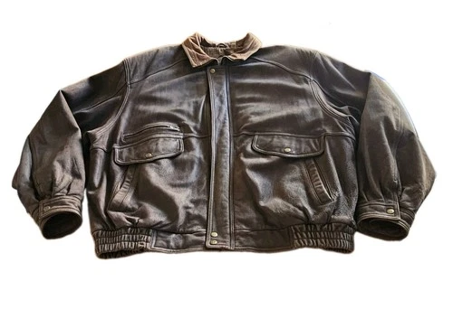 Vintage Roundtree & Yorke Mens XXL Brown Heavyweight Leather Zip-Up Coat!  video thumbnail