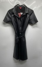 Guess Womens Black Belted Short Sleeve Snap Front Shirt Dress Size S With Tags