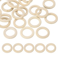 35mm Natural Wooden Rings, 30 Pack Wood Ring Round Linking Rings, Natural Color