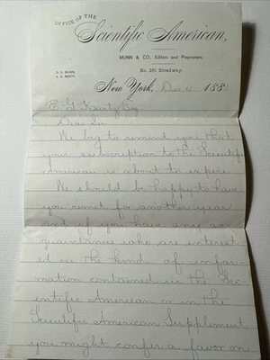 #ad 1883 Scientific American Editors Proprietors New York antique Letterhead Ad Vtg $28.95