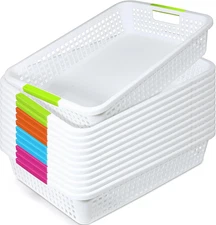 Classroom Storage Baskets 8-Pack, Large Plastic Organizers for Papers and Toys