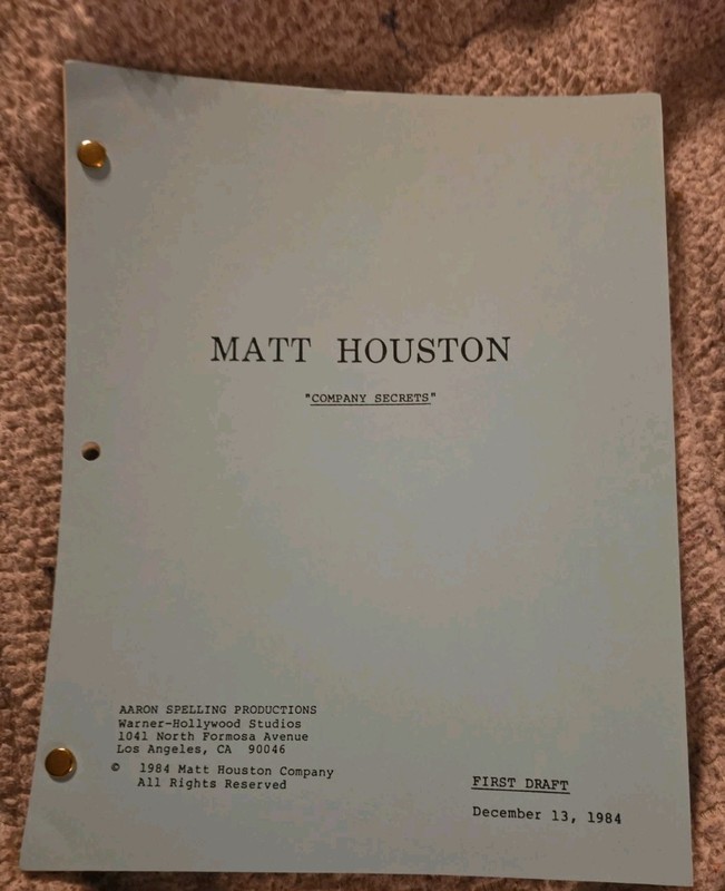 Matt Houston Script - Season 4- Episode 7- Company Secrets- 1983 Lee Horsley