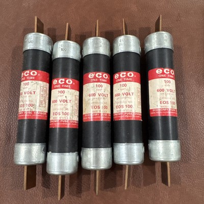 5x Fuses Eco One Time 100A 600V EOS 100 Economy Fuse