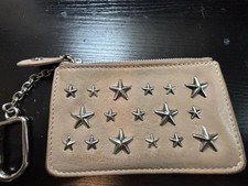 Authentic Jimmy Choo "Nancy" Star Studded Leather Card Case   Ballet Pink