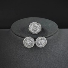 Bridal Silver Zircon Cushion-Cut Jewellery Set Ring Stud Earrings Elegant Gift