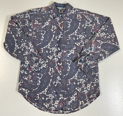 Vintage Red Rover Paisley Button Down Sz S Abstract Funky Faded Art To Wear 90s