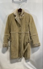 Vintage Y2K Brandon Thomas Women's Tan Suede Shearling Trench Coat Size M