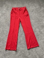 Fashion Nova Women’s Red Dress Pants Pleated Front Solid Button Closure