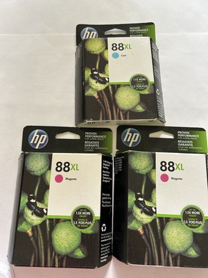 HP 88XL Printer Ink 2 Magenta And 1 Cyan.  New In Package. Proven Performance. 