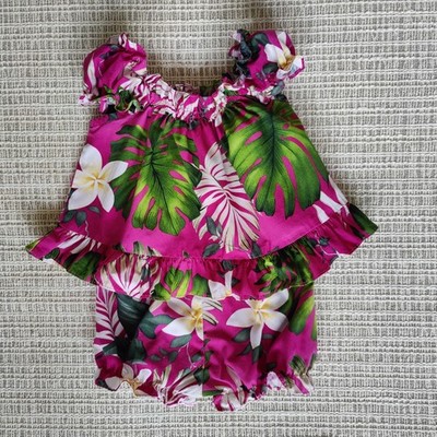 Baby Girl's Hawaiian Blouses & Short Set, Ruffles * 100% Cotton, Size 12M