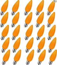 25 Pack Replacement C9 LED Christmas Light Bulbs Shatterproof C9 Led Orange