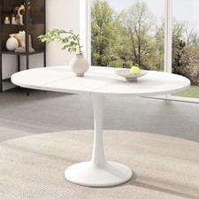 Extendable Round/Oval Dining Table White 100-140cm Kitchen Table for 4-6 People