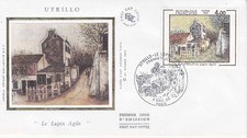 Enveloppe 1er jour Tableau Maurice Utrillo Peintre 1983 soie FDC 1  