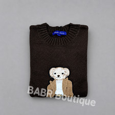 POLO PALPH LAUREN Bear Tote Brown Cotton Sweater Cotton Women s Size L - NWT