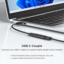 2PCS USB C Female to Female Adapter USB 3.1 Type C Coupler Connector Pack Black