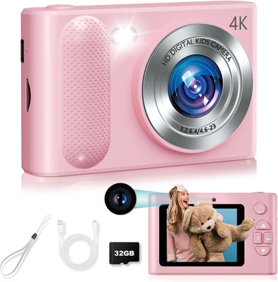 48MP Kids Digital Camera 1080P Dual Lens w/ 32GB Card   Pink Gift