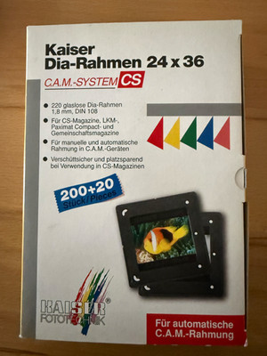 200+20 Kaiser Diarahmen 24x36 C.A.M.-System CS, neu, originalverpackt