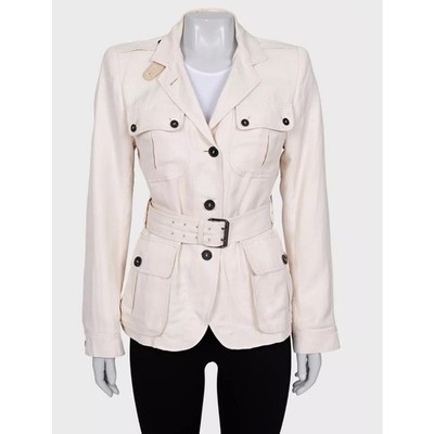 Tom Ford White Single-Breasted Jacket with Belt   Size FR40 / L