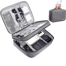 Travel Cable Organizer Bag Double Layer Electronic Accessories Case Cords