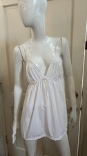 VICTORIA'S SECRET VINTAGE Y2K White Cotton Lace Trimmed Babydoll Camisole Sz L