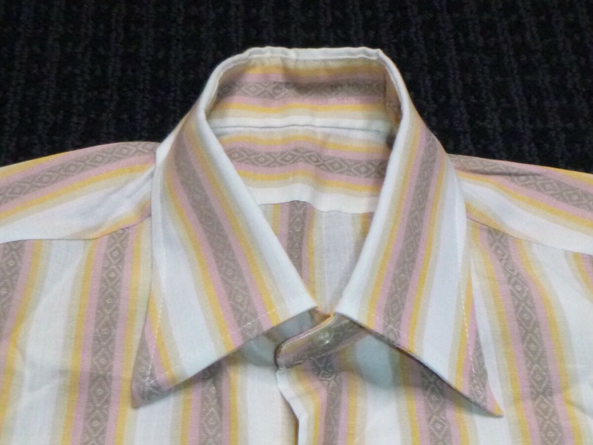 トップス 50s 60s courneu short sleeve shirt Ship 'n Shore Womens L/XL Vintage 60s Yellow Cuffed Short