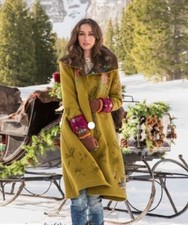 Ivko Boiled Wool Embroidered Hoodie Coat Size 42