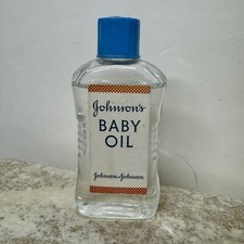 Vintage 1940s Glass Johnson And Johnson Baby Oil 1 And A Half Fluid Oz VTG