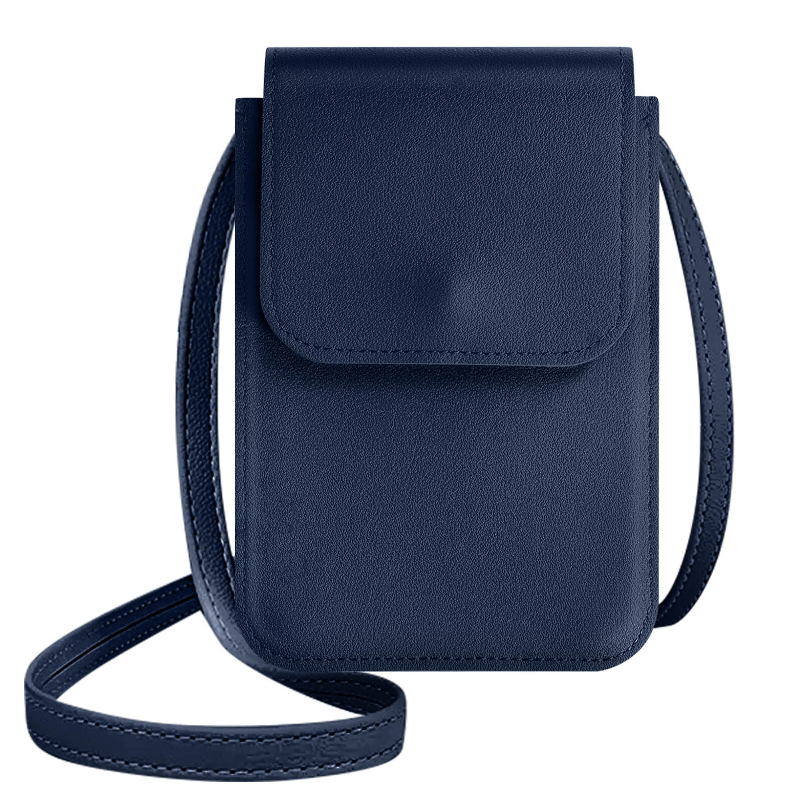 Cross-body Phone Bag with Card-storage 130cm Strap Blue